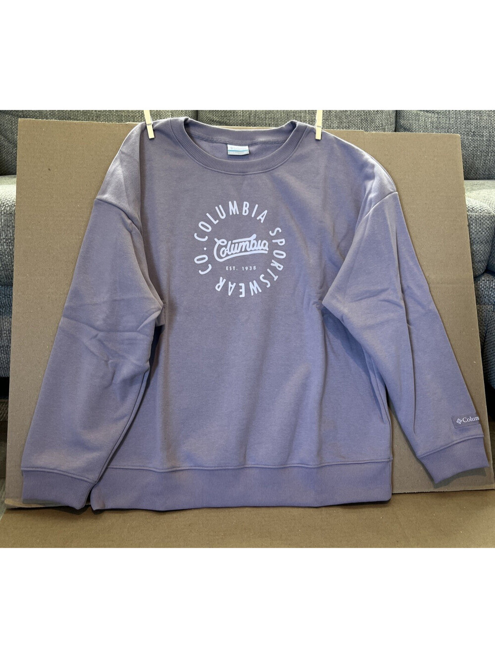 NEW! Columbia Women's XL Meridian Creek Crew Graphic Sweatshirt $65 MSRP Purple